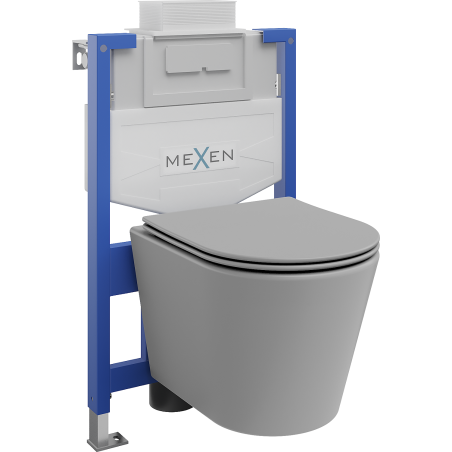 Mexen set WC încastrat cadru Fenix XS-U cu vas WC Rico și capac cu închidere lentă, gri deschis mat - 68530724061