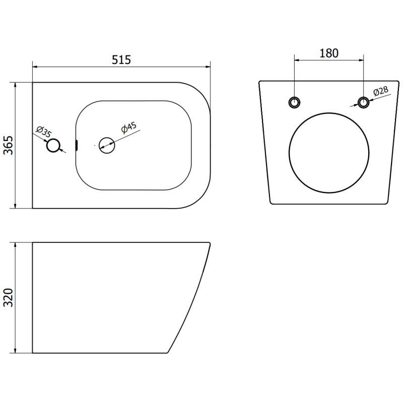 Mexen Madox bideu suspendat, gri închis mat - 35155161