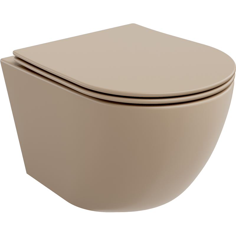 Mexen Lena Rimless WC csésze lassan leereszkedő, slim duroplast üléssel, matt cappuccino - 30224064