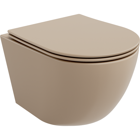 Mexen Lena Rimless WC csésze lassan leereszkedő, slim duroplast üléssel, matt cappuccino - 30224064