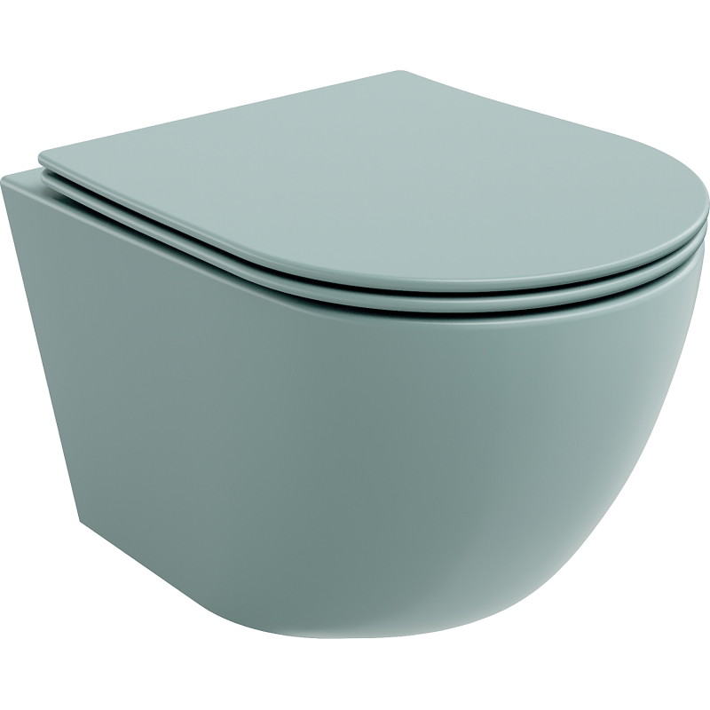 Mexen Lena Rimless WC csésze lassan záródó Slim ülőkével, duroplast, világos zöld matt - 30224048