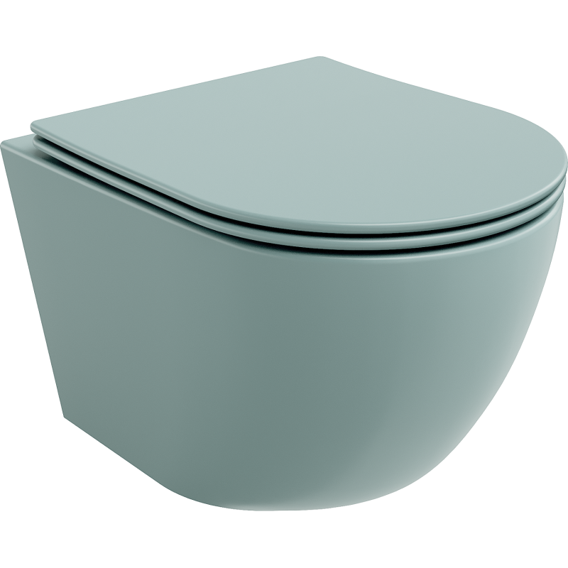 Mexen Lena Rimless WC-csésze lassan záródó slim ülőkével, duroplast, világoszöld matt - 30224048