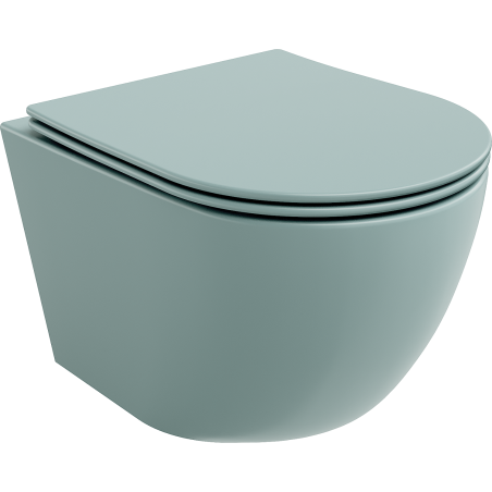 Mexen Lena vas de toaletă Rimless cu capac cu închidere lentă slim, duroplast, verde deschis mat - 30224048