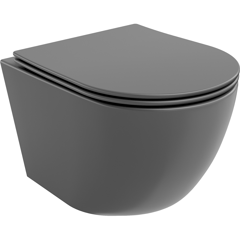 Mexen Lena rimless WC csésze lassan süllyedő vékony duroplast deszkával, sötét szürke matt - 30224071