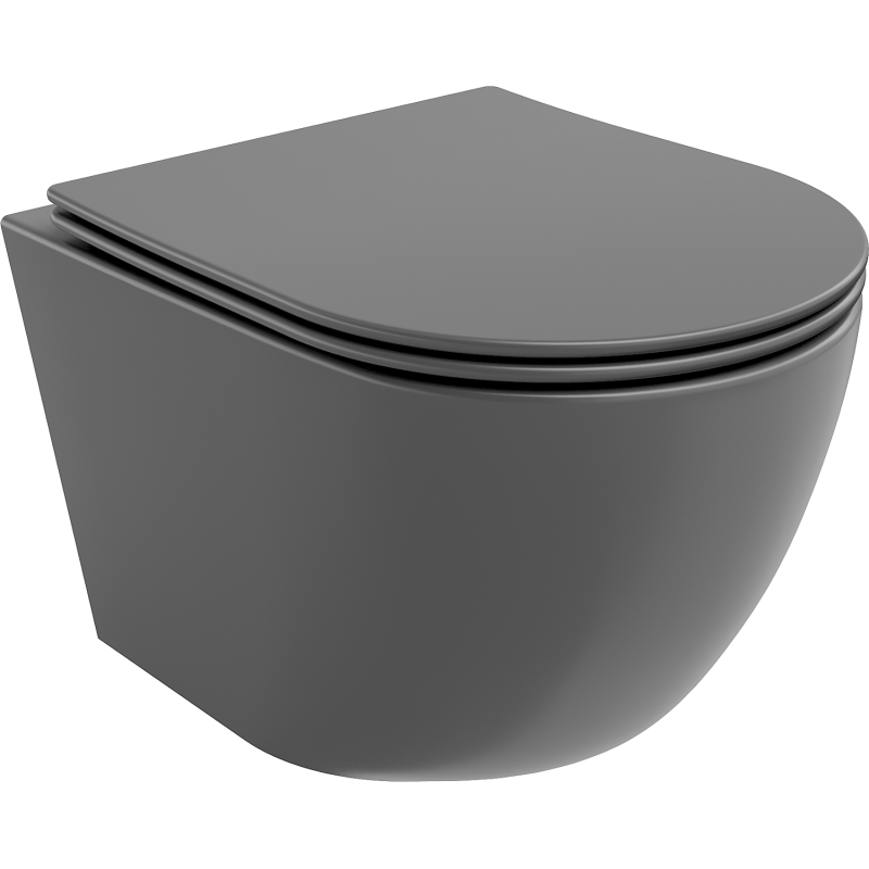 Mexen Lena vas wc fără margini cu capac cu închidere lentă slim, duroplast, gri închis mat - 30224071