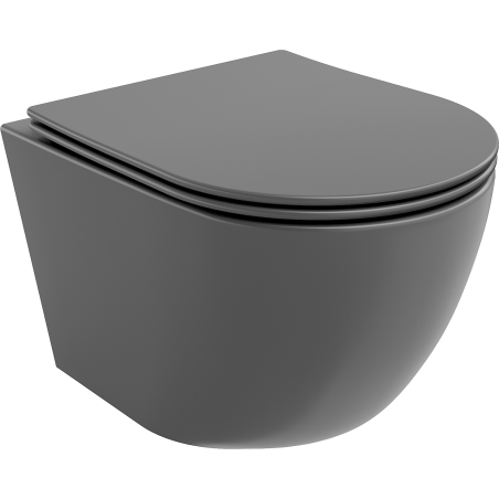 Mexen Lena rimless WC csésze lassan süllyedő vékony duroplast deszkával, sötét szürke matt - 30224071