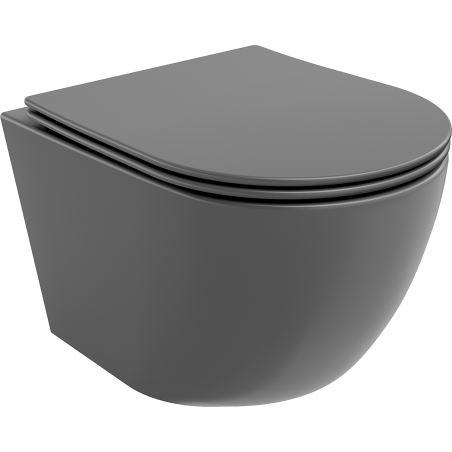Mexen Lena vas wc fără margini cu capac cu închidere lentă slim, duroplast, gri închis mat - 30224071