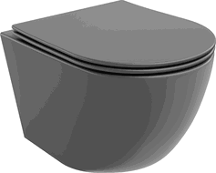 Mexen Lena, perem nélküli WC csésze lassan záródó, vékony duroplast, sötétszürke matt - 30224071