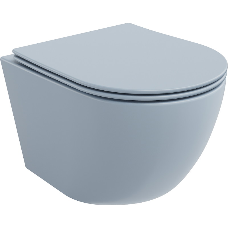 Mexen Lena vas WC Rimless cu capac slim care coboară lent, duroplast, gri-albastru mat - 30224069
