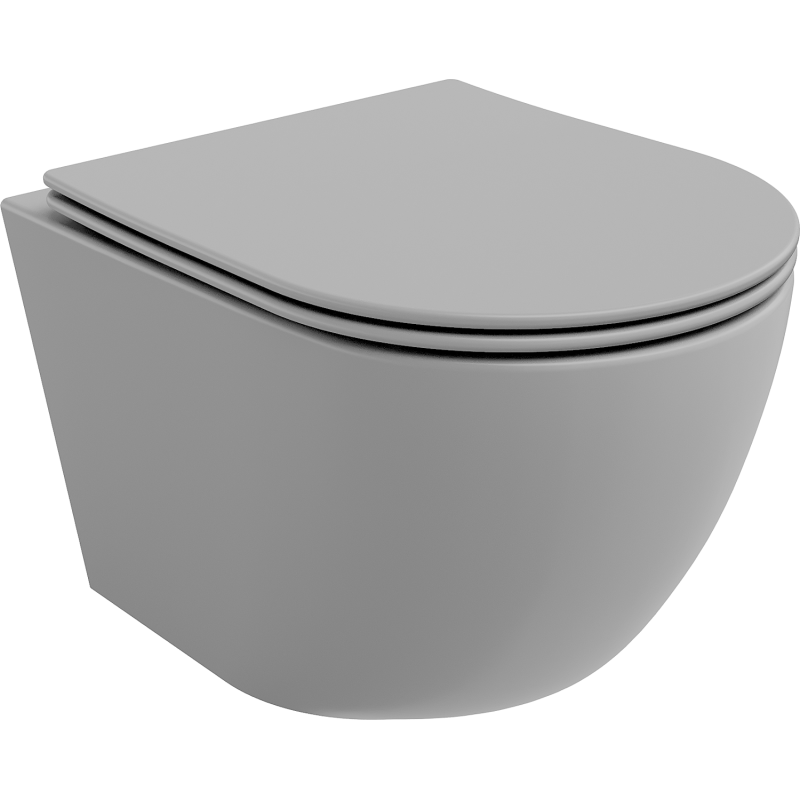 Mexen Lena Rimless WC-csésze lassan záródó slim duroplast ülőkével, világos szürke matt - 30224061
