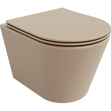 Mexen Rico vas de toaletă Rimless cu capac slim cu închidere lentă, duroplast, cappuccino mat - 30724064