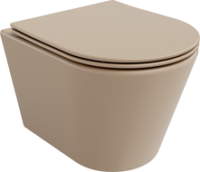 Mexen Rico Rimless WC csésze lassan lehajtható vékony ülőkével, duroplast, matt cappuccino - 30724064
