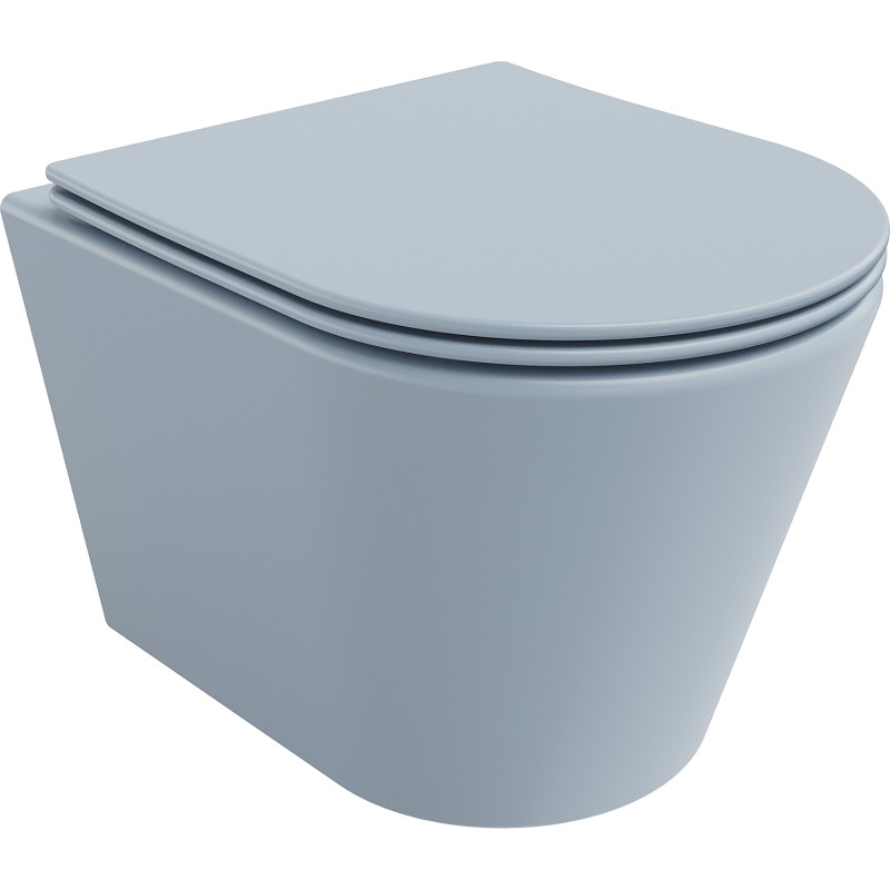Mexen Rico Rimless WC csésze lassan záródó, vékony duroplaszt üléssel, szürke-kék mat - 30724069