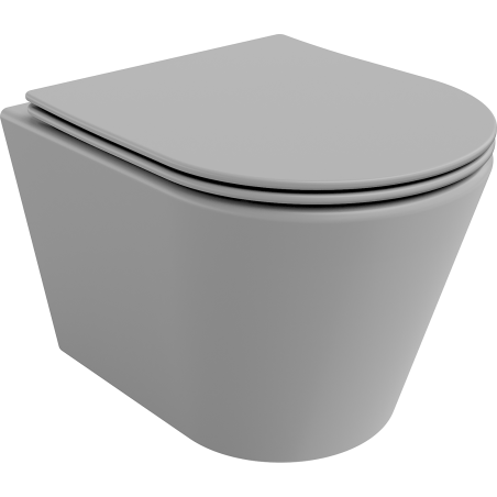 Mexen Rico vas de toaletă Rimless cu capac slim cu închidere lentă , duroplast, Gri deschis mat - 30724061