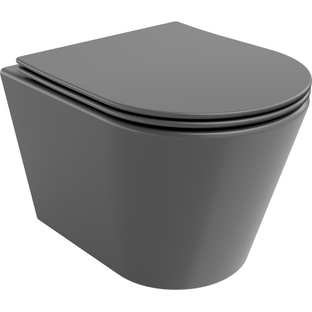 Mexen Rico Rimless WC csésze lassú záródású, vékony duroplast ülőkével, sötét szürke matt - 30724071