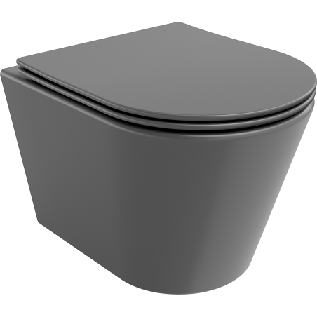 Mexen Rico vas wc fără ramă cu capac cu închidere lentă slim, duroplast, gri închis mat - 30724071