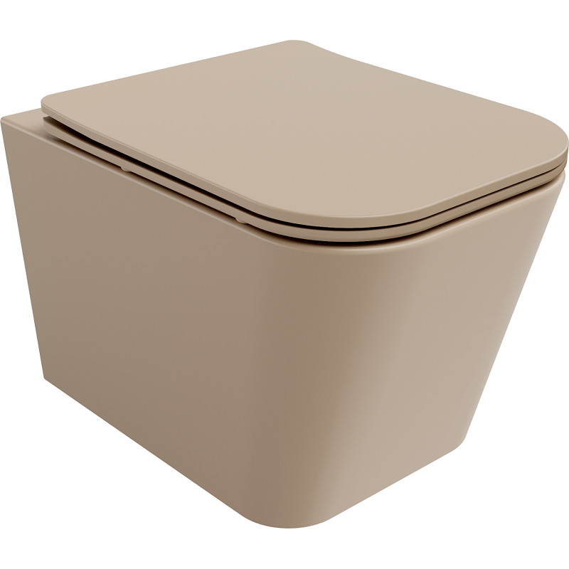 Mexen Teo Rimless WC csésze lassan záródó slim ülőkével, duroplast, cappuccino matt - 30854064