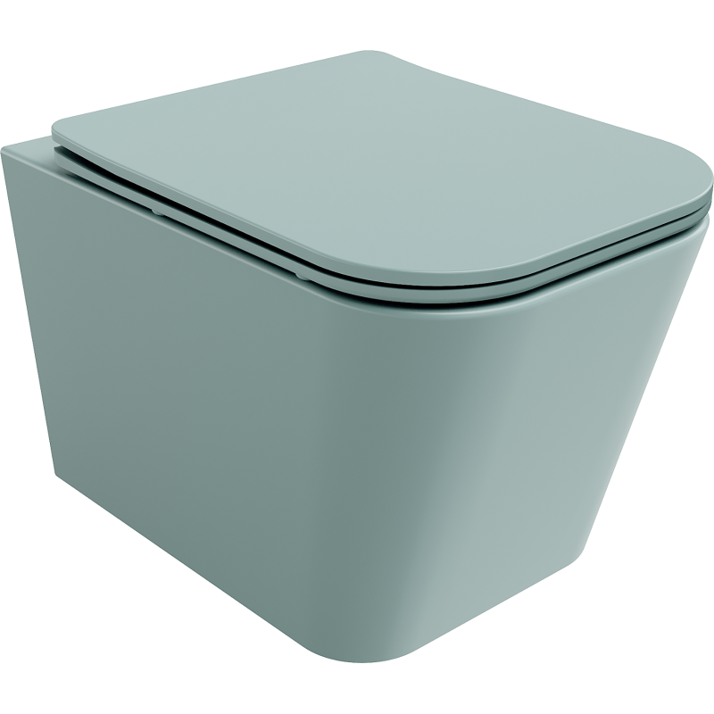 Mexen Teo Rimless wc csésze lassan záródó slim ülőkével, duroplast, világos zöld matt - 30854048