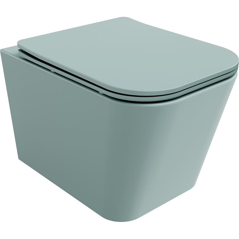 Mexen Teo Rimless WC-csésze lassan záródó Slim ülőkével, duroplast, világoszöld matt - 30854048