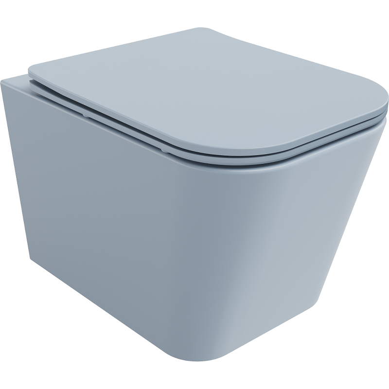 Mexen Teo Rimless WC csésze lassan záródó vékony üléssel, duroplast, szürke-kék matt - 30854069