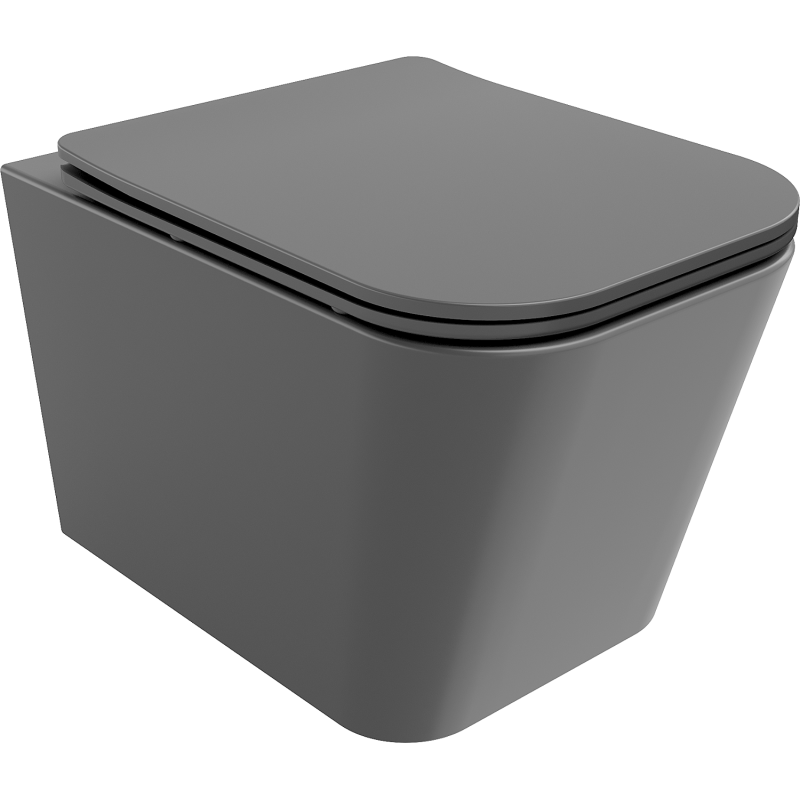 Mexen Teo Rimless wc csésze lecsukódó slim tetővel, duroplast, sötét szürke matt - 30854071