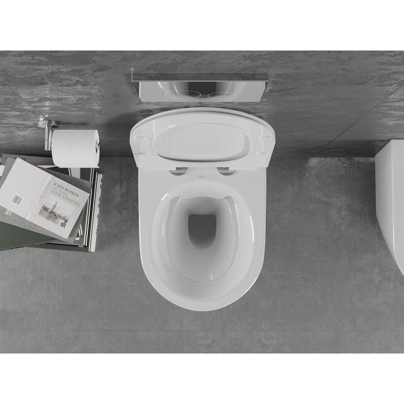 Mexen Lena Rimless WC csésze lassan lecsukódó vékony duroplaszt üléssel, fényes fehér - 30224000