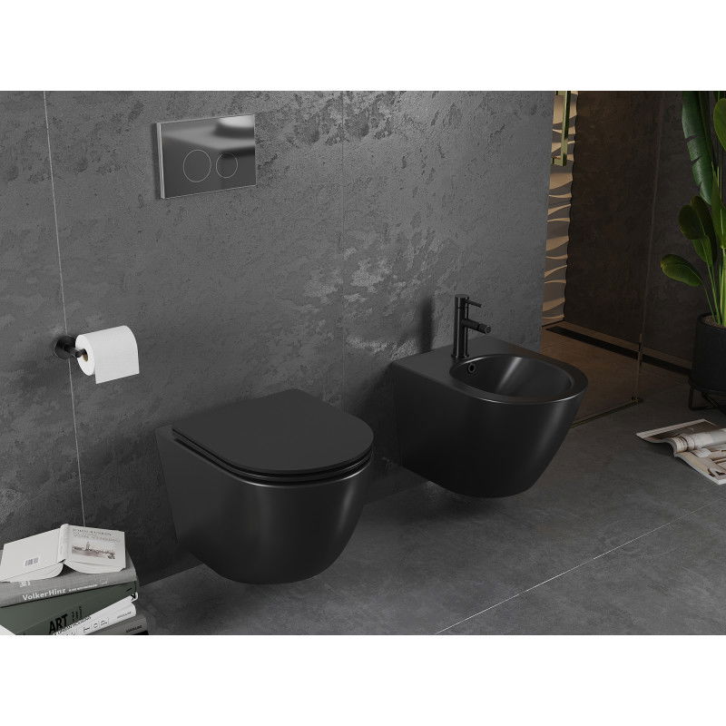 Mexen Lena perem nélküli WC-csésze, fekete matt - 3322XX85