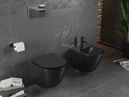 Mexen Lena perem nélküli wc csésze, Fekete matt - 3322XX85
