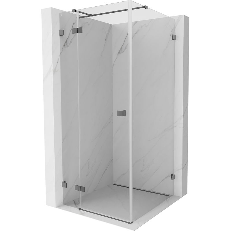 Mexen Lunar T cabina de duș batantă stânga 80 x 80 cm, transparent, gun metal - 834T-080-080-95-00-L