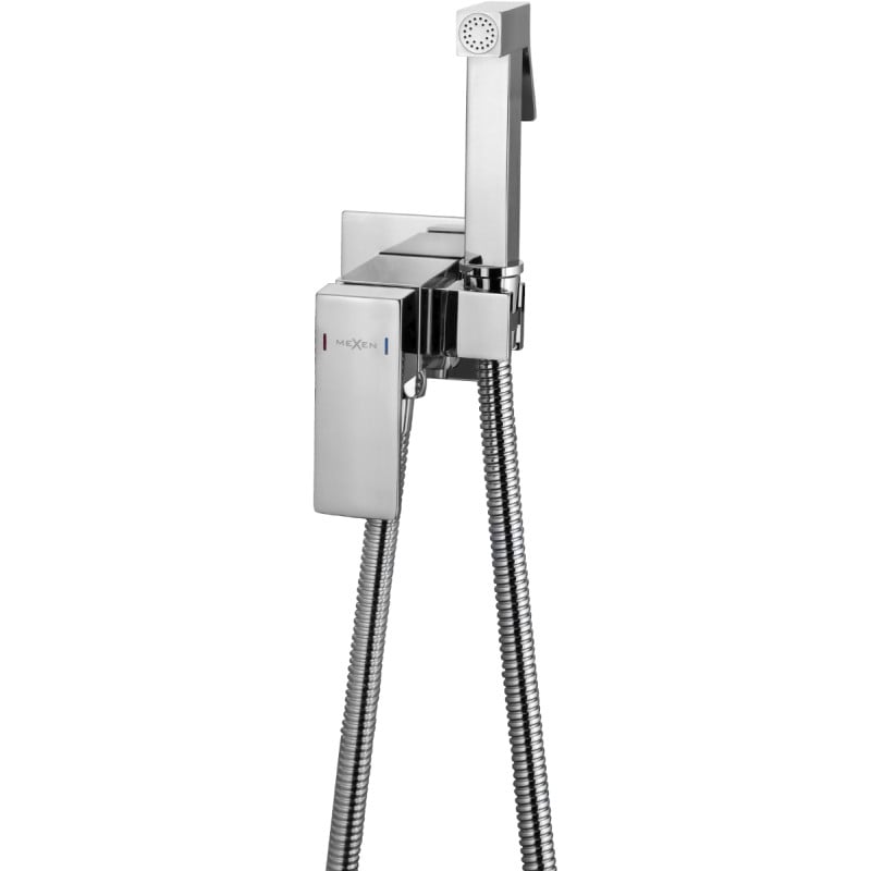 Mexen Cube baterie bideu montată în perete cu set de duș fix, crom - 7599150-00