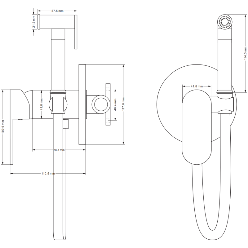 Mexen Milo kádcsaptelep fali bidé szettel, króm - 7599350-00