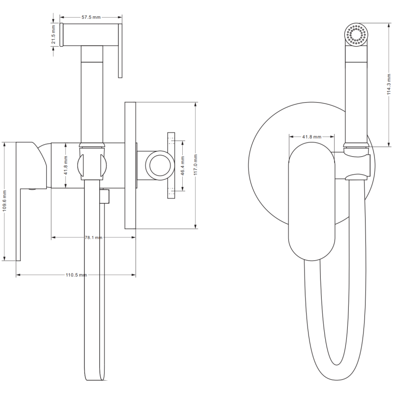 Mexen Milo baterie bideu încastrată cu set punctual, neagră - 7599350-70