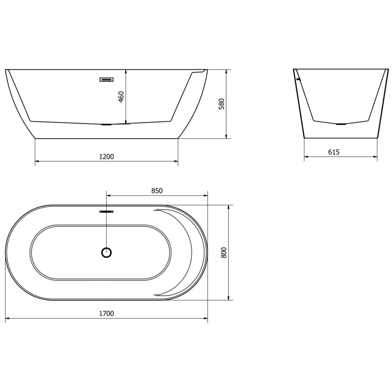 Mexen Laura szabadon álló kád 170 x 80 cm, fehér - 53401708000