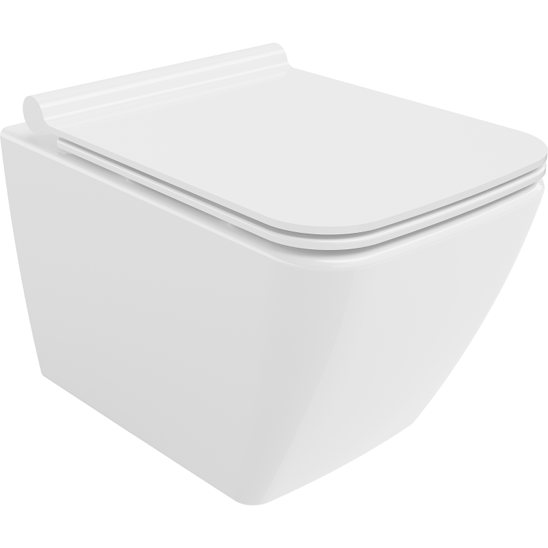 Mexen Vega Rimless WC csésze lassan záródó slim duroplast WC-ülőkével, fényes fehér - 30654000