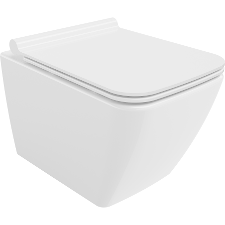 Mexen Vega Rimless WC csésze lassan záródó slim duroplast WC-ülőkével, fényes fehér - 30654000