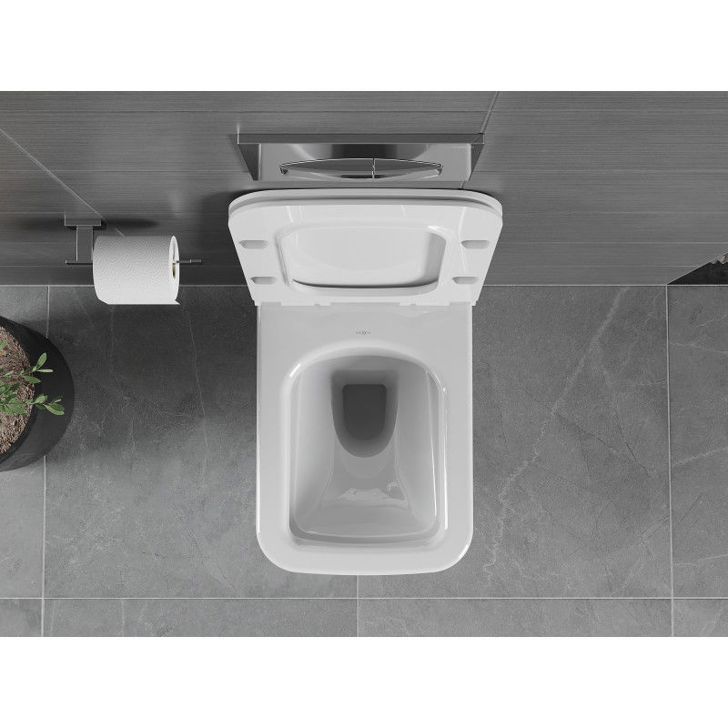 Mexen Vega Rimless WC csésze lassan záródó slim duroplast WC-ülőkével, fényes fehér - 30654000