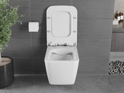 Mexen Vega Rimless WC csésze lassan záródó slim duroplast WC-ülőkével, fényes fehér - 30654000