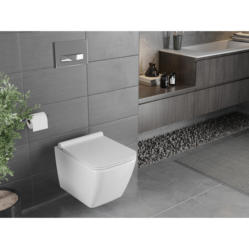 Mexen Vega Rimless WC csésze lassan záródó slim deszkával, duroplaszt, fényes fehér - 30654000