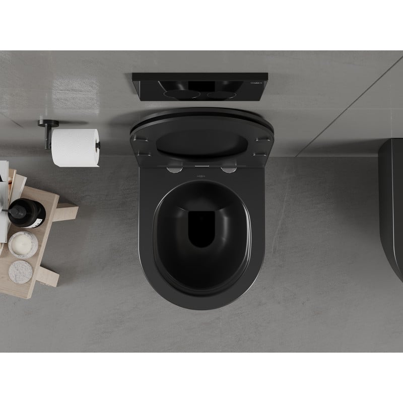 Mexen Carmen perem nélküli WC-csésze, fekete matt - 3388XX85