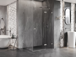 Mexen Lunar T 90 x 110 cm-es jobbos nyíló zuhanykabin, átlátszó, csiszolt nikkel - 834T-090-110-97-00-P