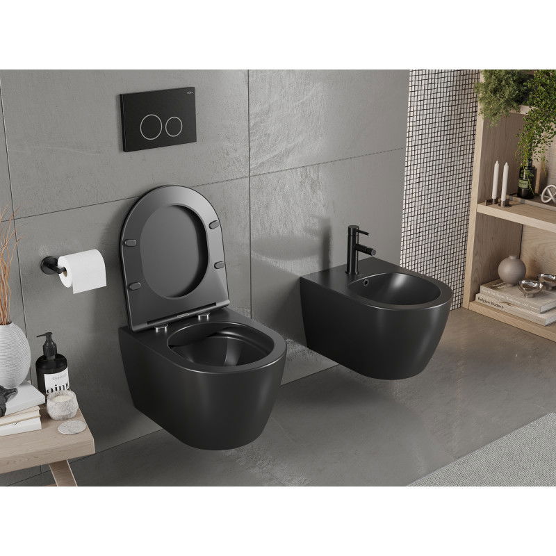 Mexen Carmen WC Rimless cu capac soft-close slim, duroplast, negru mat - 30881085
