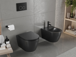 Mexen Carmen vas wc fără ramă cu capac slim cu închidere lentă, duroplast, negru mat - 30881085