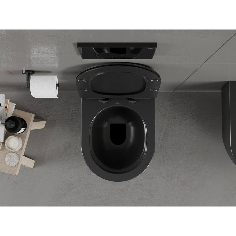 Mexen Carmen pálya nélküli WC-csésze lassan lecsukódó Slim deszkával, duroplast, fekete matt - 30880185