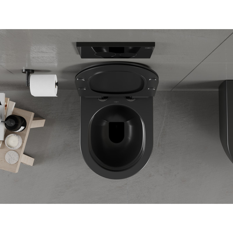 Mexen Carmen Rimless WC-csésze lecsapódásgátló slim duroplast ülőkével, fekete matt - 30880185