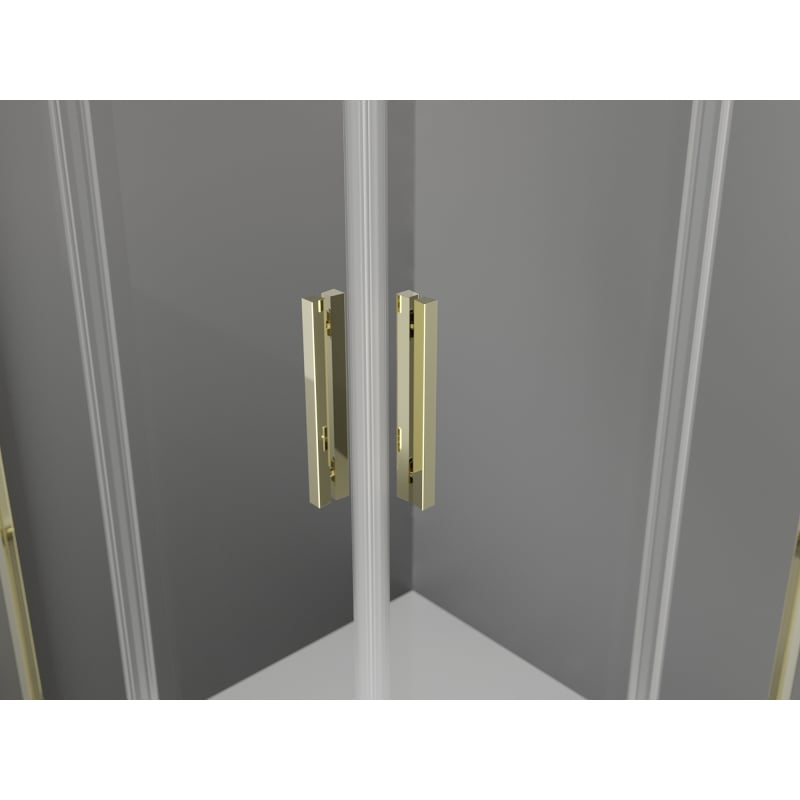 Mexen Exo cabină de duș pătrată glisantă 85 x 85 cm, transparentă, aurie - 8111-085-085-50-00