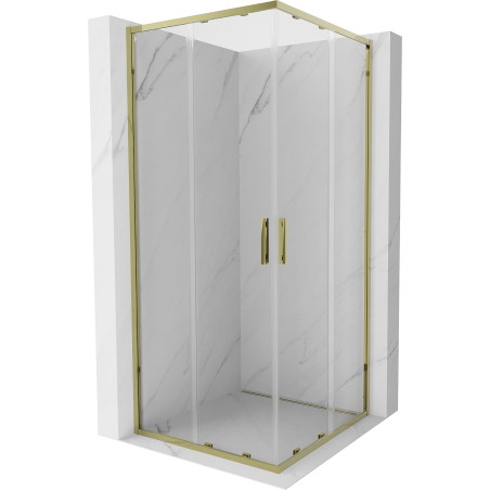 Mexen Exo-S Duo cabină de duș pătrată glisantă 85 x 85 cm, transparentă, aurie - 8111-085-085-50-00