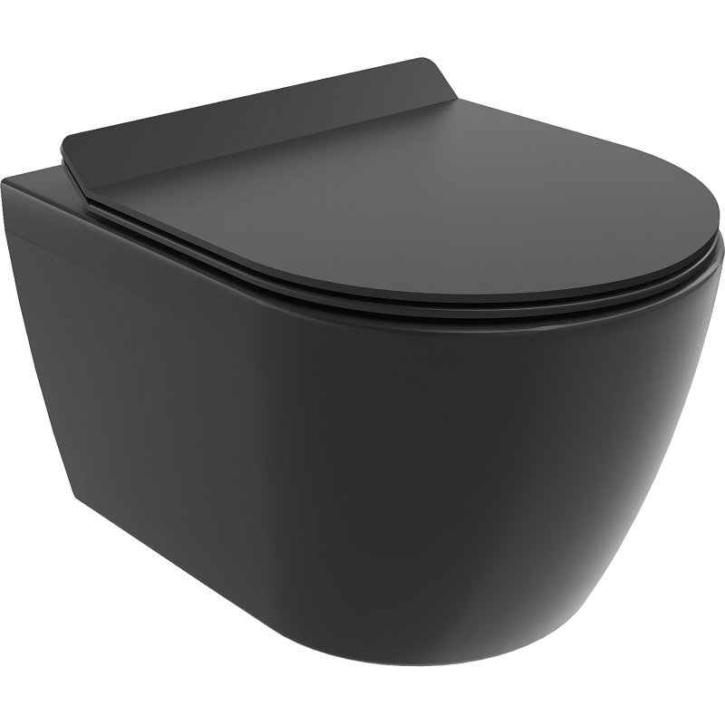 Mexen Carmen vas WC Rimless cu capac slim cu închidere lentă, duroplast, negru mat - 30880185