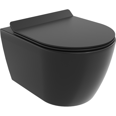 Mexen Carmen Rimless WC-csésze lecsapódásgátló slim duroplast ülőkével, fekete matt - 30880185