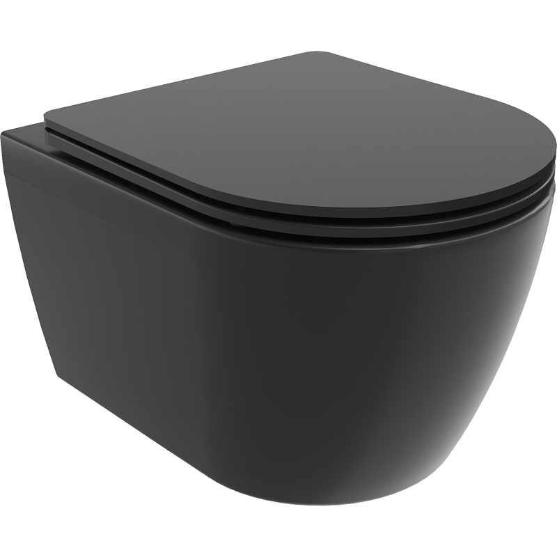 Mexen Carmen vas wc fără ramă cu capac slim cu închidere lentă, duroplast, negru mat - 30881085
