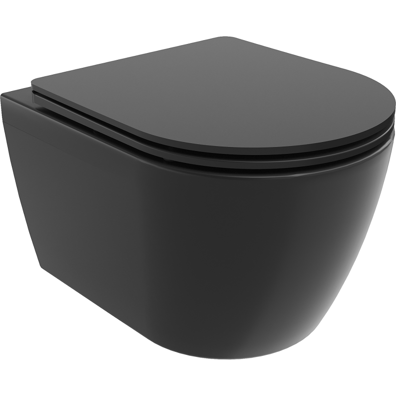 Mexen Carmen WC Rimless cu capac soft-close slim, duroplast, negru mat - 30881085
